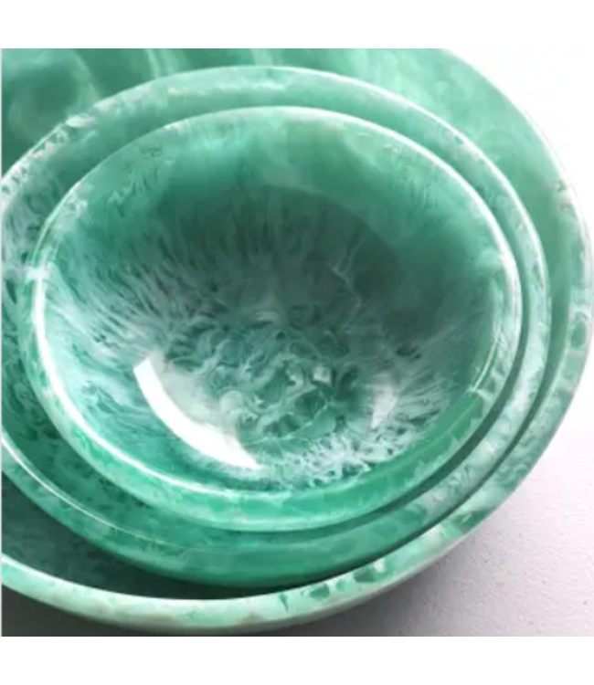 Teal Hand Poured Resin Bowls - Set of 3