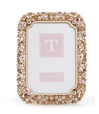 Two's Company Pink Pearl and Rhinestone Photo Frame 5 x 7