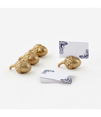 One Hundred 80 Degrees Acorn Place Card Holder w/16 Place Cards, Boxed St/4, 1.5"