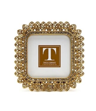 Two's Company Gold Jeweled Floral Photo Frame 3.5 x 3.5
