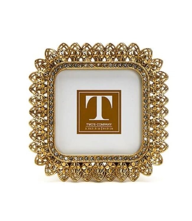 Gold Jeweled Floral Photo Frame 3.5 x 3.5