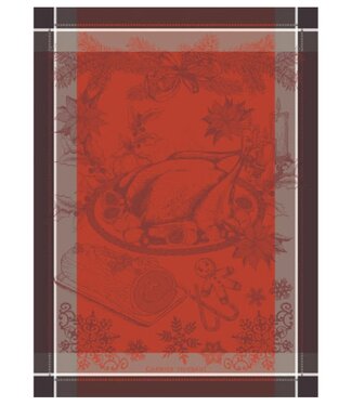 Garnier Thiebaut Dinde De Noel Vermillon Kitchen Towel 22''x30'' 100% Cotton