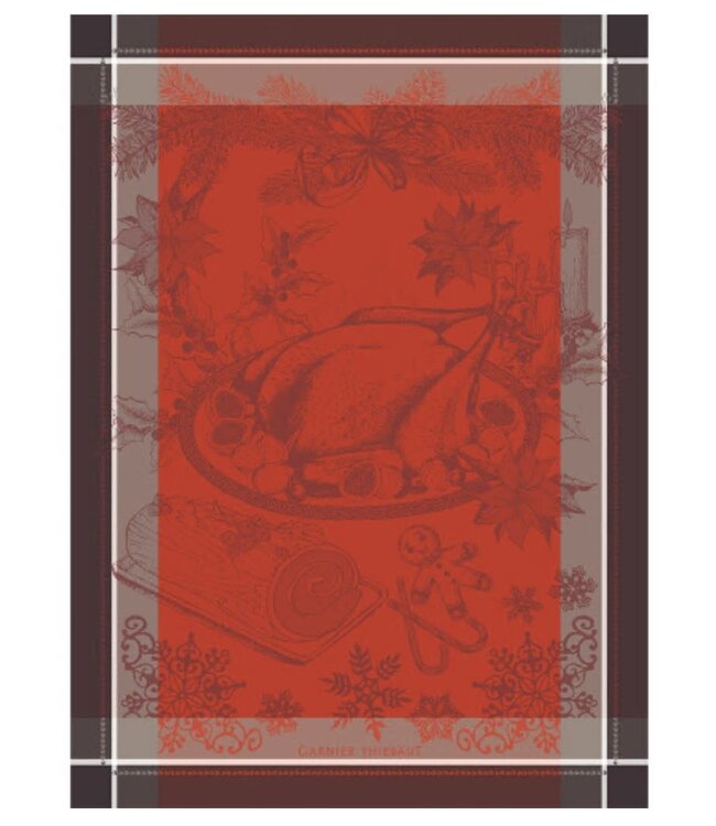 Dinde De Noel Vermillon Kitchen Towel 22''x30'' 100% Cotton
