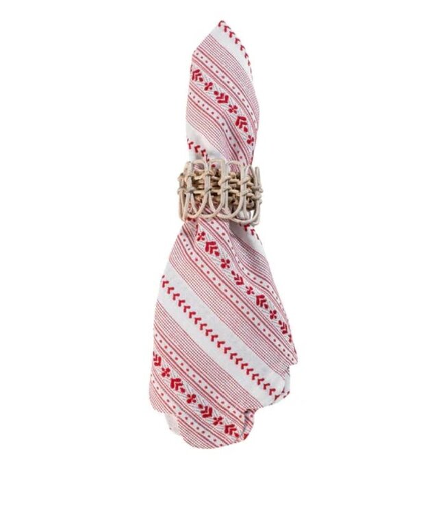 Villa Stripe Napkin - Red/White