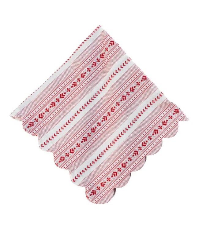 Villa Stripe Napkin - Red/White