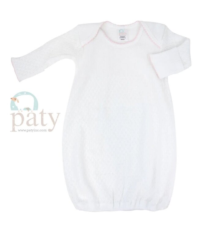 Paty Knit Overlap Shoulder Gown Pink No Bow