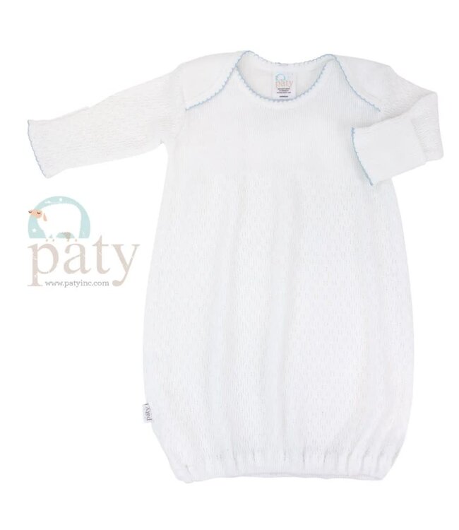 Paty Knit Overlap Shoulder Gown Blue No Bow