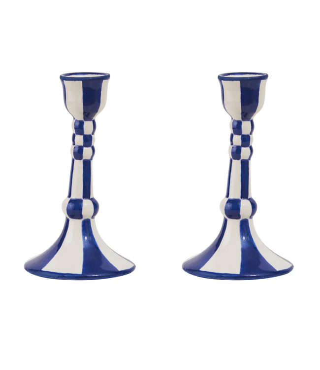 Still Life Hand-Painted Ceramic Candleholder (Set of 2)
