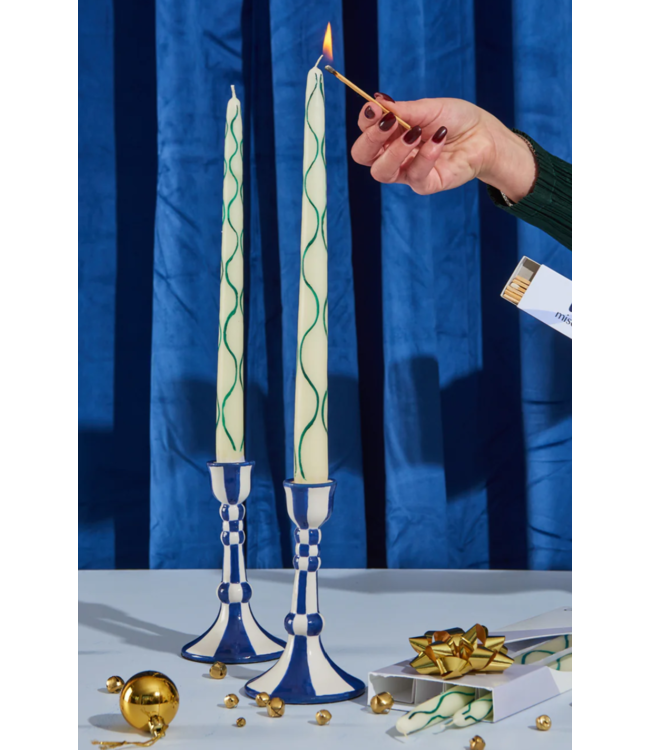 Still Life Hand-Painted Ceramic Candleholder (Set of 2)