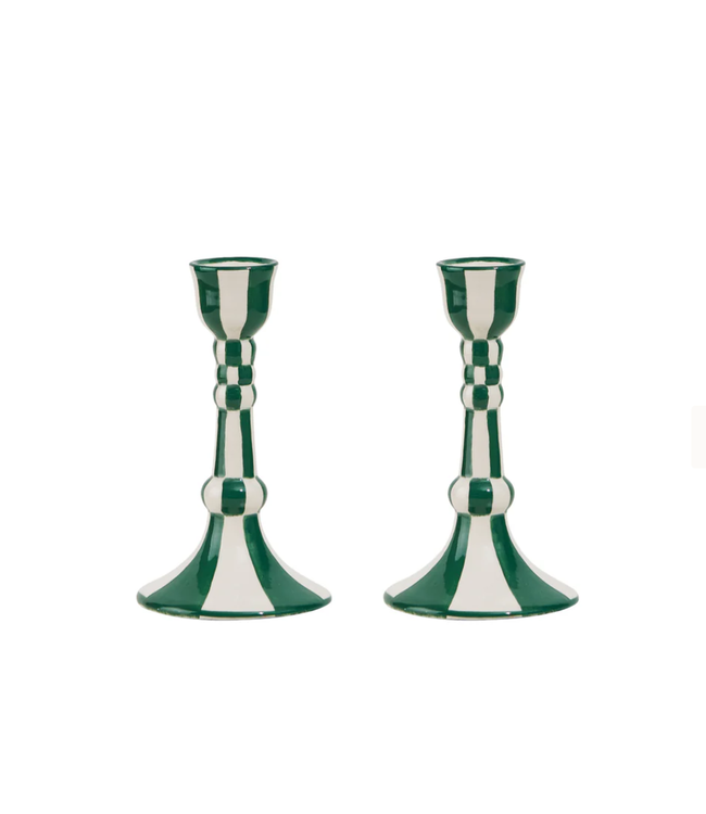 Still Life Hand-Painted Ceramic Candleholder (Set of 2)