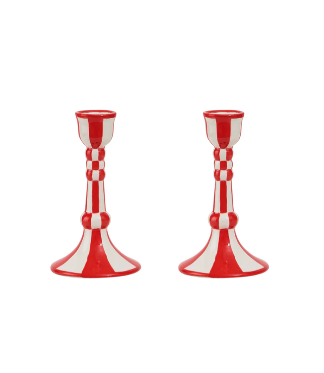 Still Life Hand-Painted Ceramic Candleholder (Set of 2)