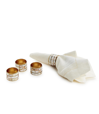 Two's Company Set of 4 Mother of Pearl Napkin Ring Holder