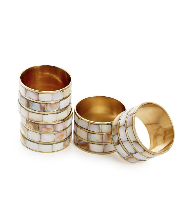 Set of 4 Mother of Pearl Napkin Ring Holder