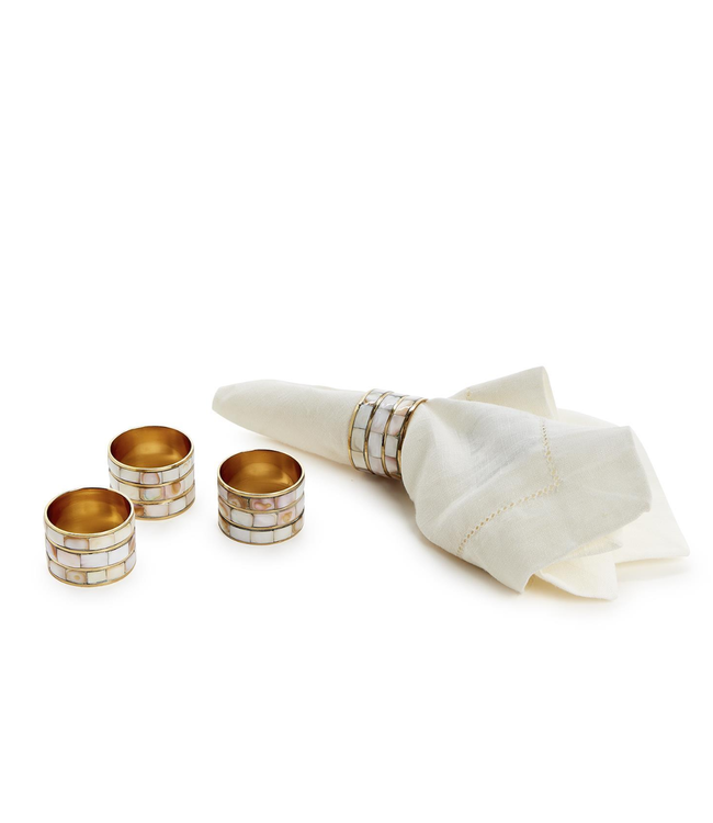 Set of 4 Mother of Pearl Napkin Ring Holder