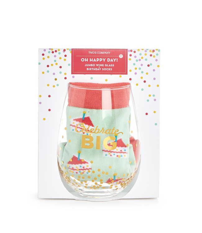 Celebrate Jumbo Wine Glass and Socks