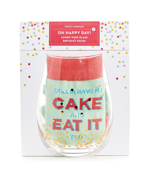 Celebrate Jumbo Wine Glass and Socks