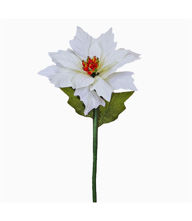 15" Artificial Faux Poinsettia with Stem