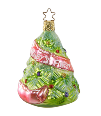 Inge-Glas Baby's First Christmas Pink Ornament, 3.6"