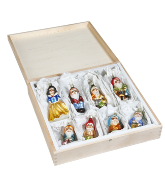 Inge-Glas Snow White & 7 Dwarfs Set of Ornaments, 3.8"-5.8"