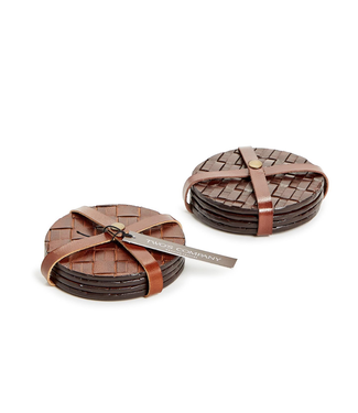 Two's Company Chestnut Woven Set of 4 Coasters
