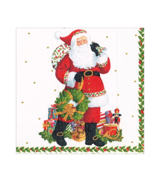Caspari Jolly St. Nick Paper Cocktail Napkins - 20 Per Package