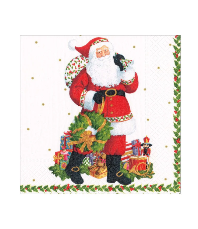 Jolly St. Nick Paper Cocktail Napkins - 20 Per Package