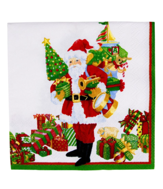 Caspari Mr. Claus Cocktail Napkins - 20 Per Package