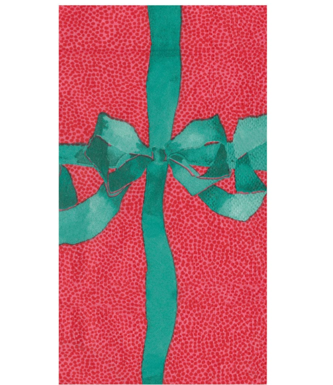 Tied With A Bow Red & Spruce Guest Towel Napkins - 15 Per Package