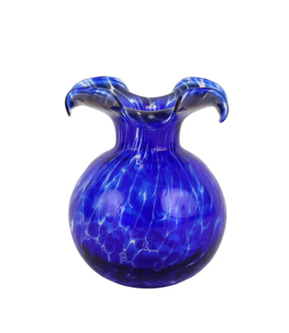 Vietri Hibiscus Glass Cobalt Tortoiseshell Bud Vase