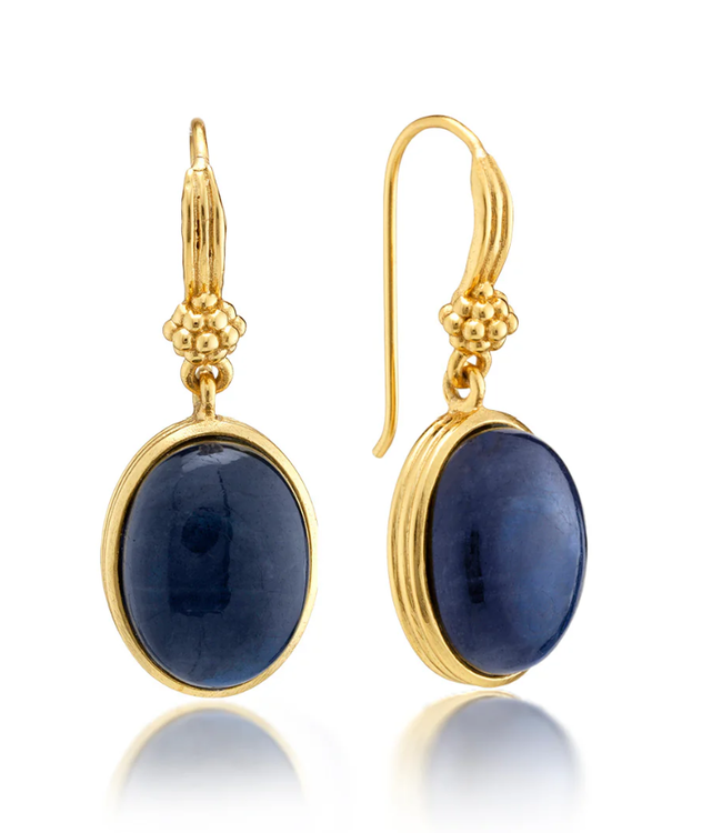 Cleopatra Oval Drop Earrings - Blue Labradorite