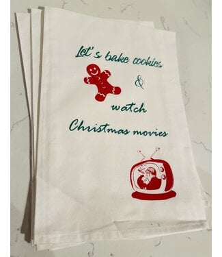 Monique Perry Let's Bake Cookies and Watch Christmas Movies Tea Towel