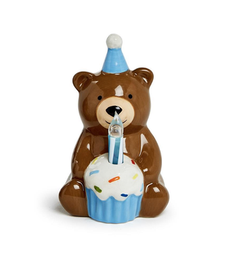 Two's Company Blue Birthday Bear Keepsake Flameless LED Candle