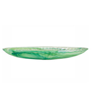 Vietri Onda Glass Green Long Oval Bowl