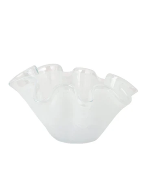 Vietri Onda Glass White Petite Ruffled Bowl