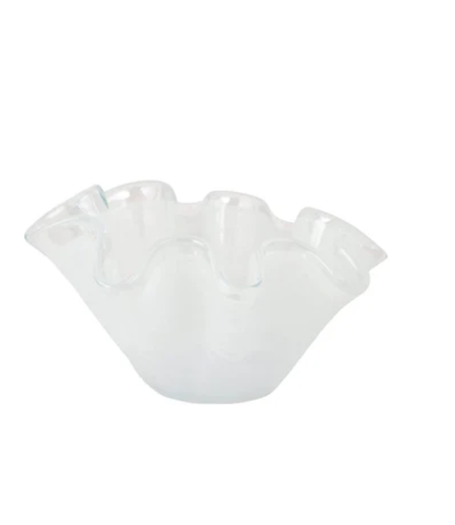 Onda Glass White Petite Ruffled Bowl