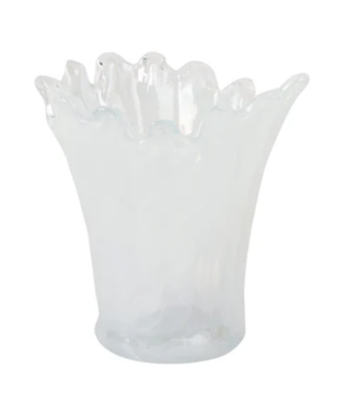 Vietri Onda Glass White Short Vase