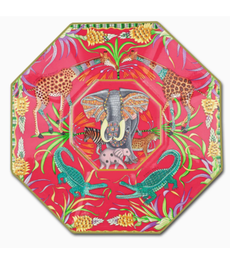 Marye-Kelley Pink Jungle  Decoupage Glass Plate 5" Octagonal