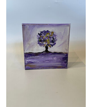 Claudia Nelson Purple Tree Painting 6x6