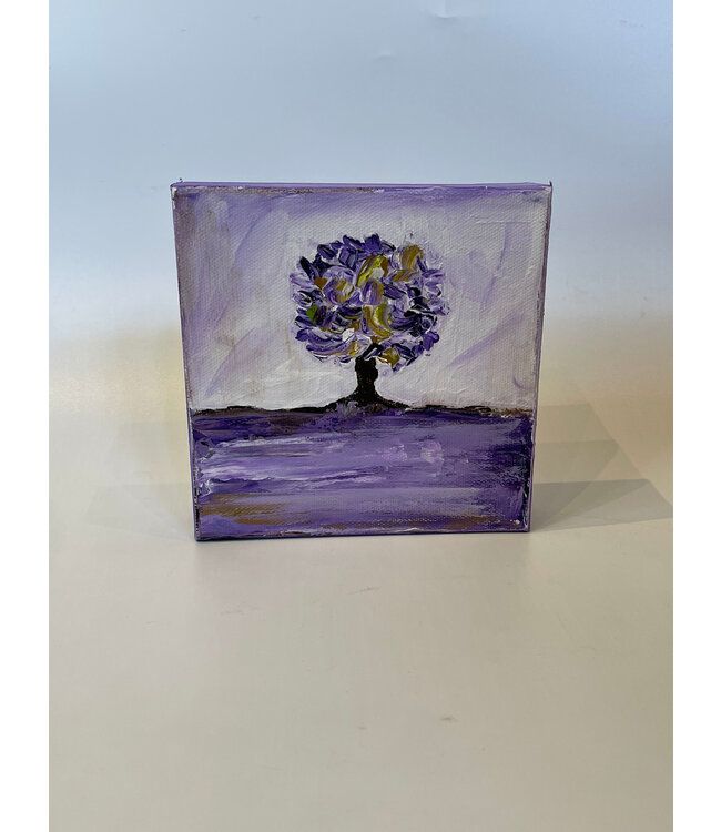 Purple Tree Painting 6x6