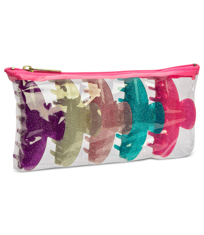 5 Pack Glitter Clips in Reusable Pouch