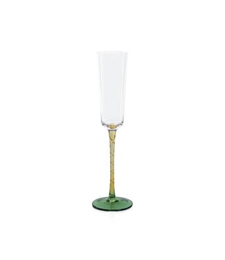 Zodax Vicenza Champagne Flute- Green + Amber S/2