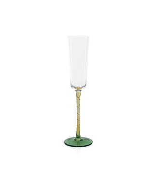 Zodax Vicenza Champagne Flute- Green + Amber