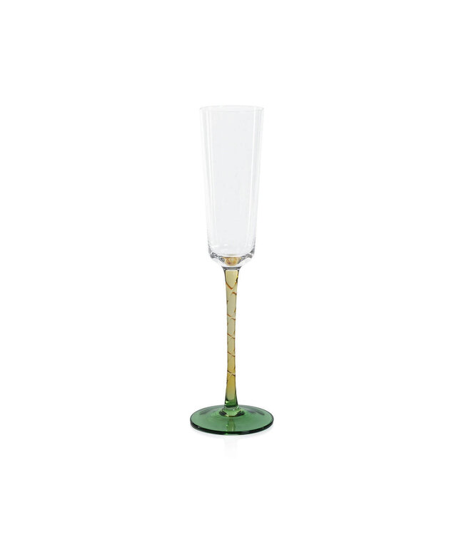 Vicenza Champagne Flute- Green + Amber