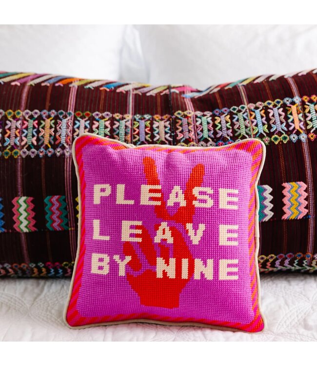 Leave by Nine Needlepoint Pillow