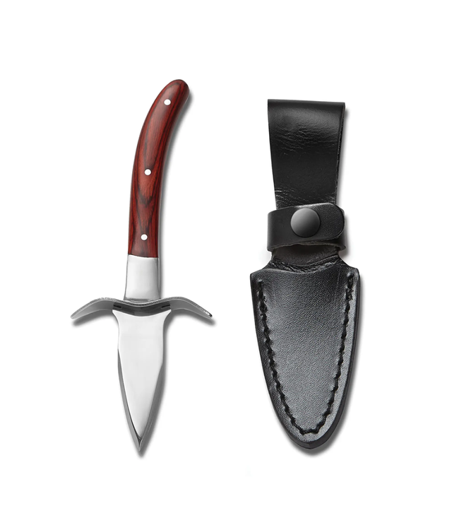 Oyster Stainless Steel Blade Knife with Pakka Wood Handle & Case