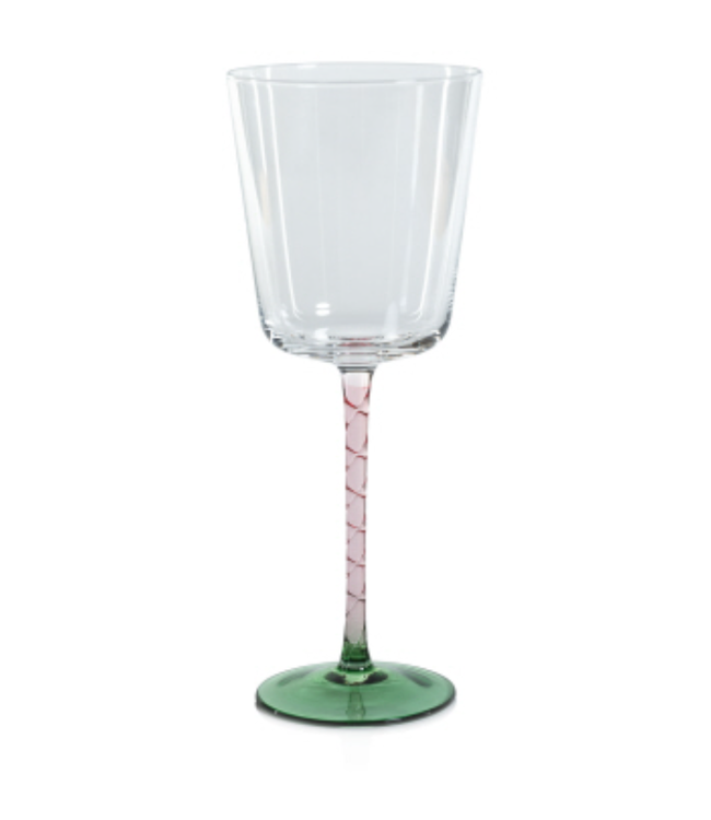 Vicenza Red Wine Glass- Green + Pink