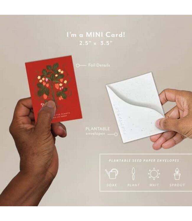 Sweet Strawberry Seedling Mini Greeting Card