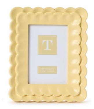 Two's Company Scalloped Wood Frame 5" x 7" Yellow