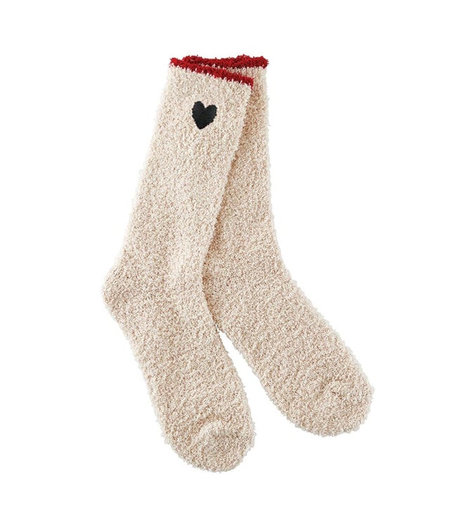 Cozy Socks - Red Trim/Black Heart