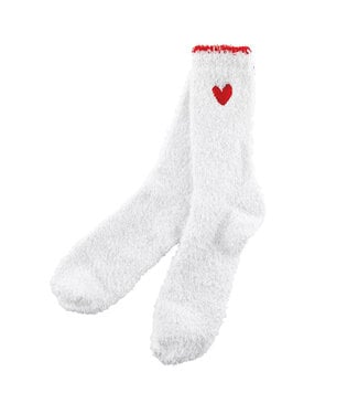 Bella il Fiore Cozy Socks in Ornament - Red with White Heart/Trim